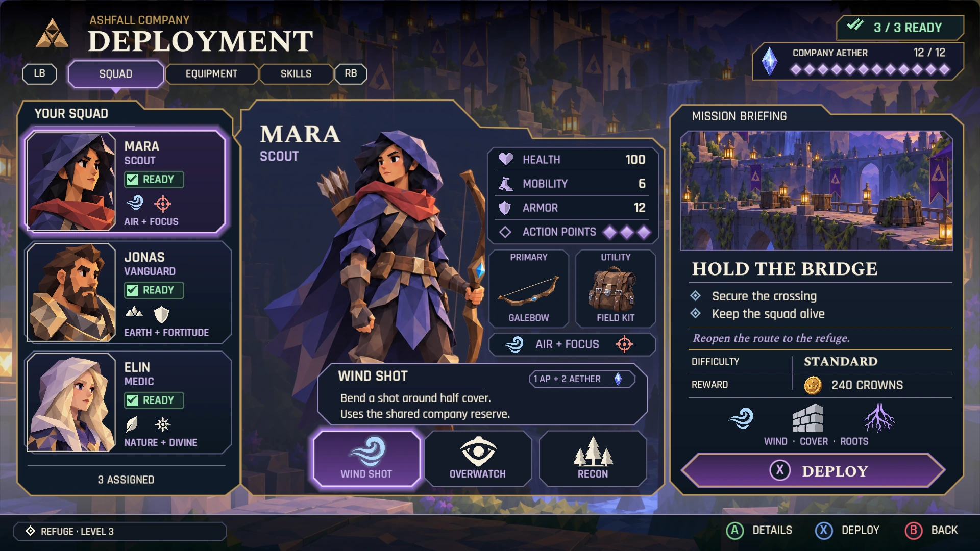 The Ashfall Company deployment menu recreated in Unity with Procedural UI.