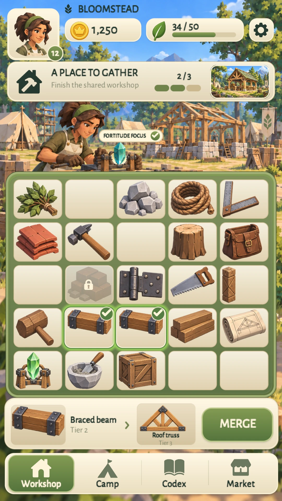 The portrait Bloomstead workshop HUD recreated in Unity with Procedural UI.